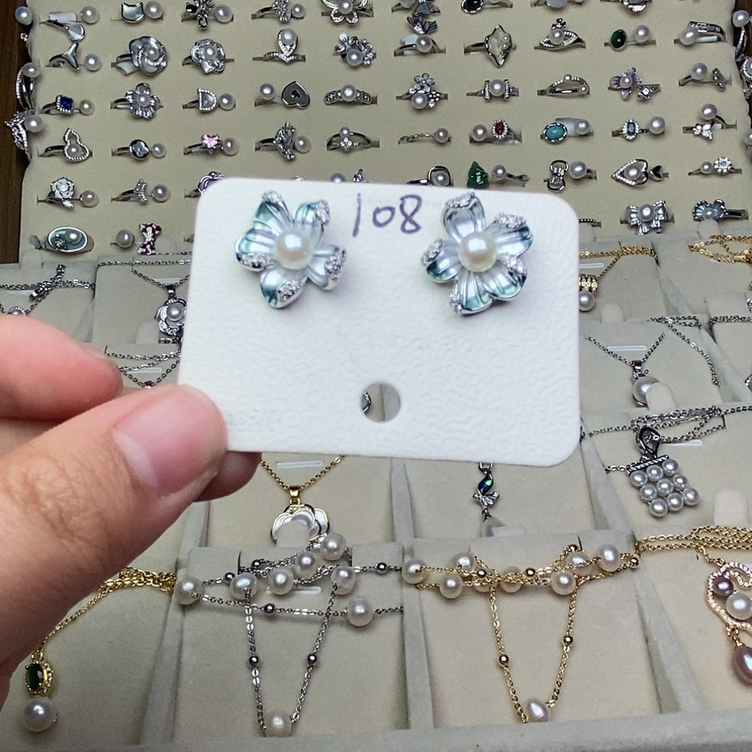 耳饰淡水珍珠银S925镶嵌