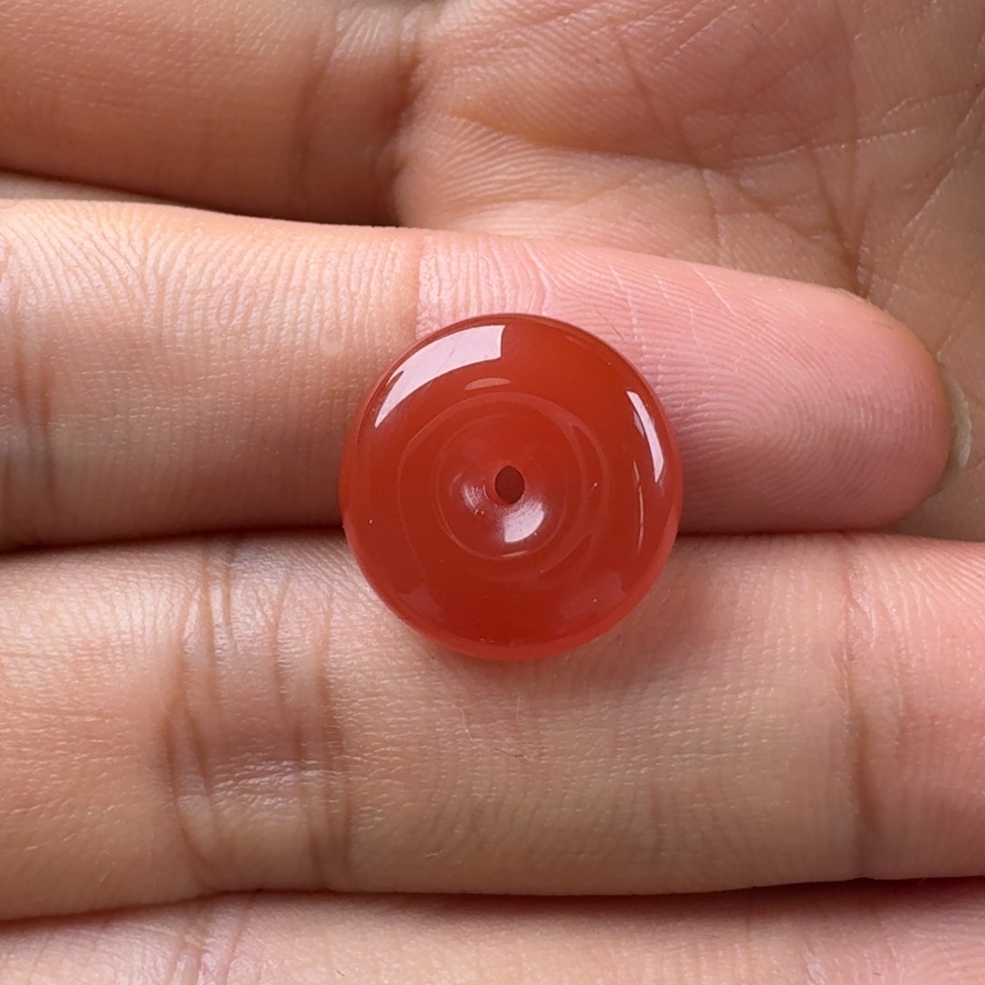 南红玛瑙平安扣15*5.9未镶嵌