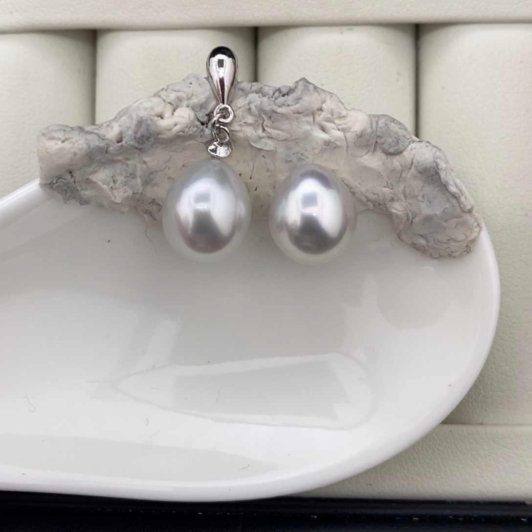 定制海水珍珠未镶嵌裸珠澳白水滴对珠9-10mm（不含配件）