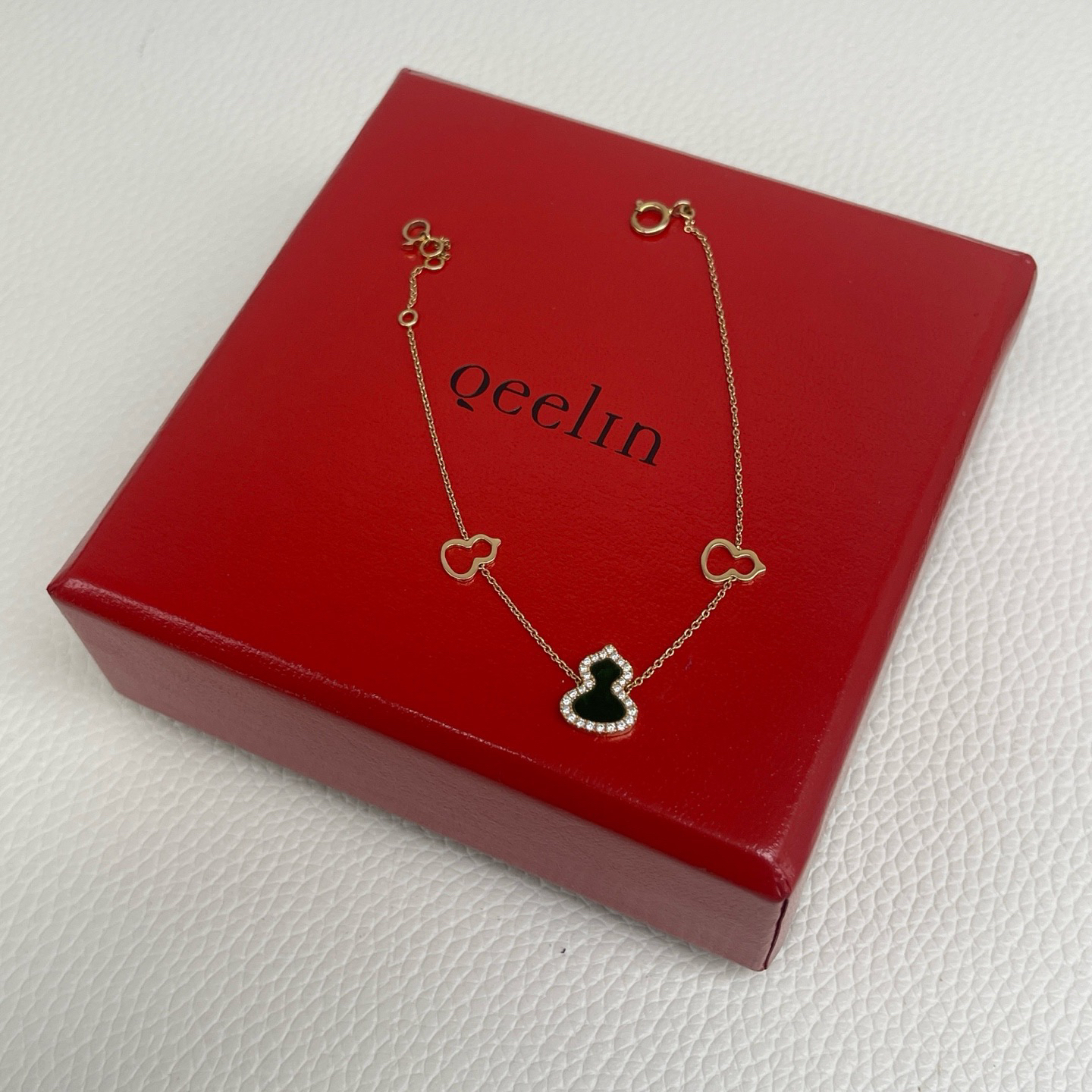 99新 Qeelin 99新 麒麟 WULU项链系列 翡翠绿葫芦 18k玫瑰金 手链