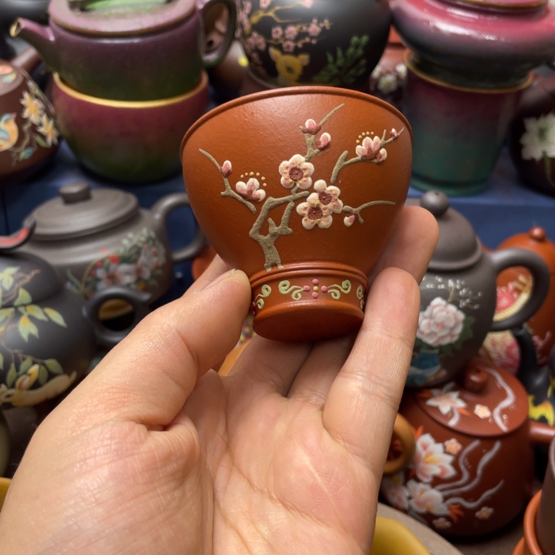 红泥茶杯紫砂主人杯80cc