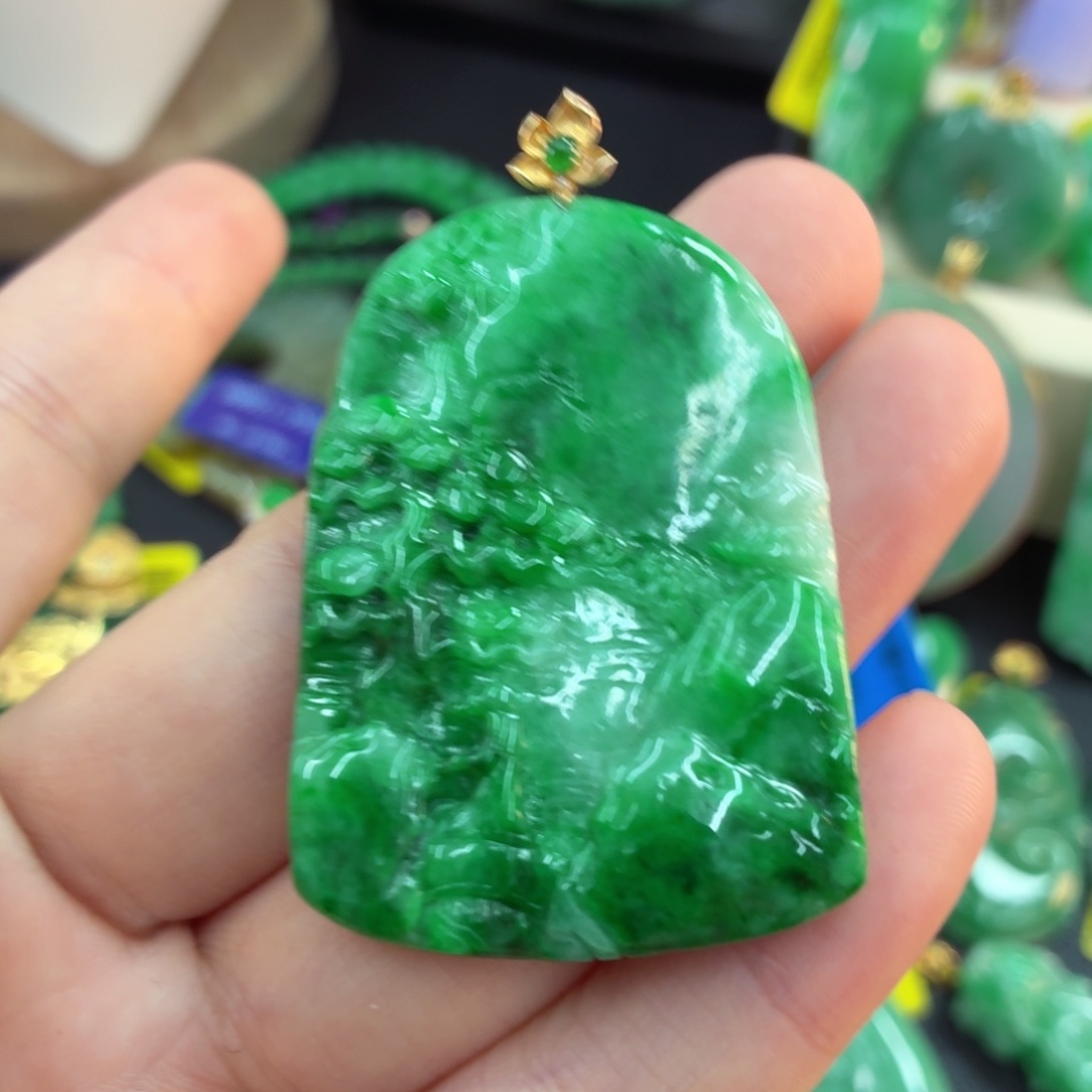 翡翠18K金镶嵌吊坠(不含链)
