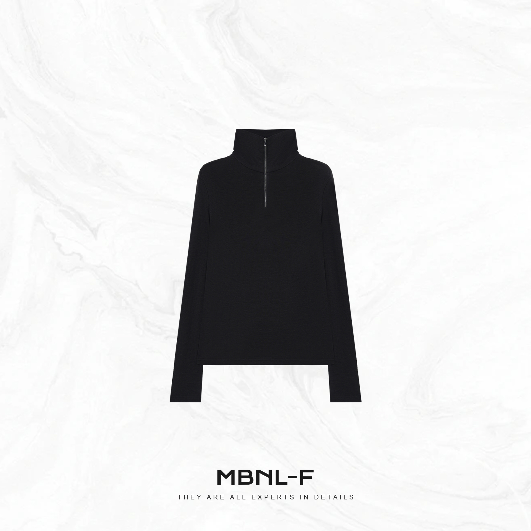 MBNL-F 100%羊毛极简松弛感大翻领半拉链长袖T恤 秦磊XM-XSY3066