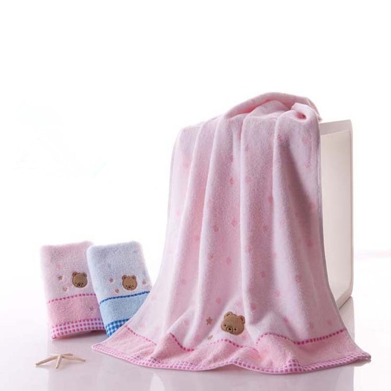 金号毛巾纯棉无捻纱护肤超柔软吸水宝宝成人家用小熊浴巾