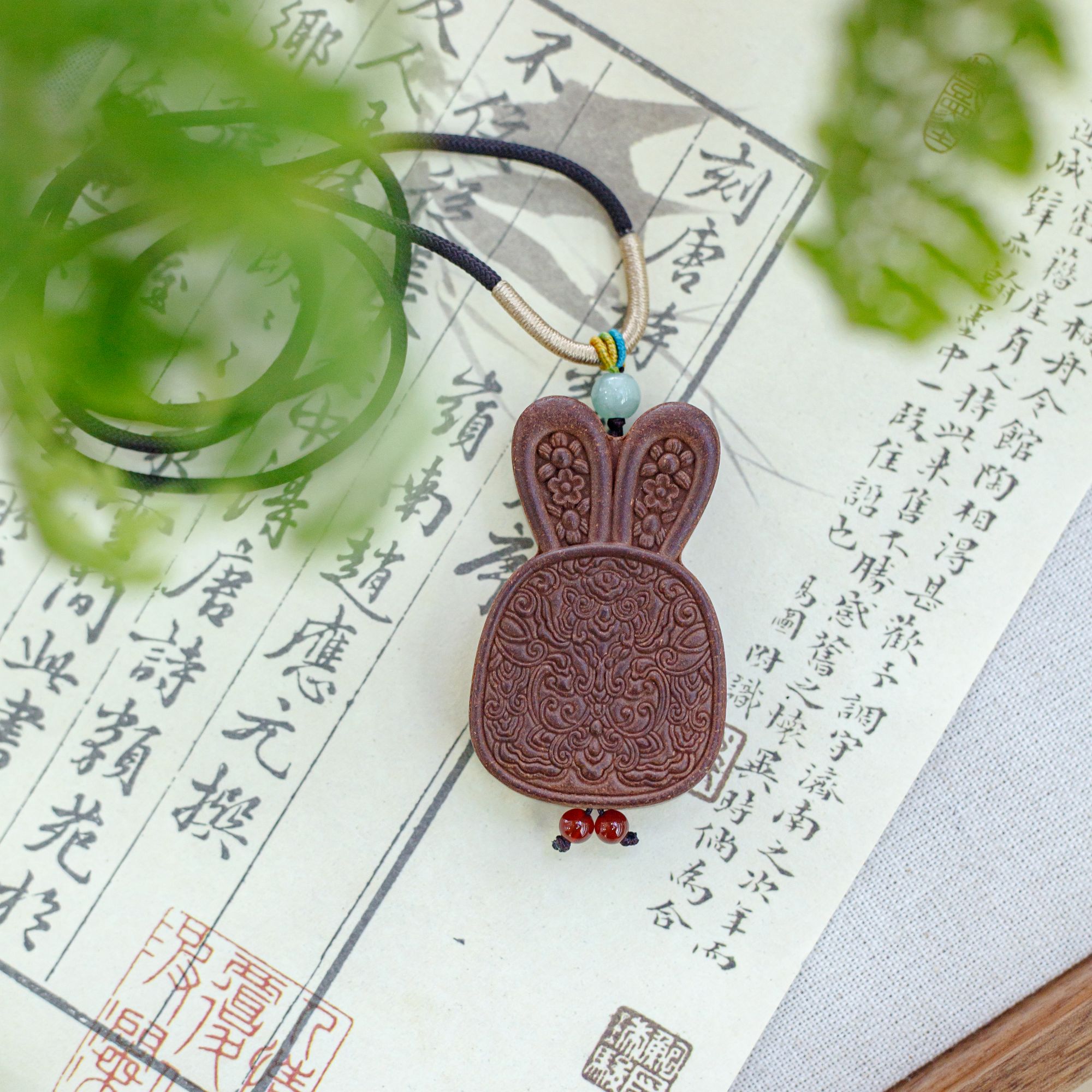 非遗工艺天然中药合香瑞兔香牌 传统手工 男女款 挂牌香牌