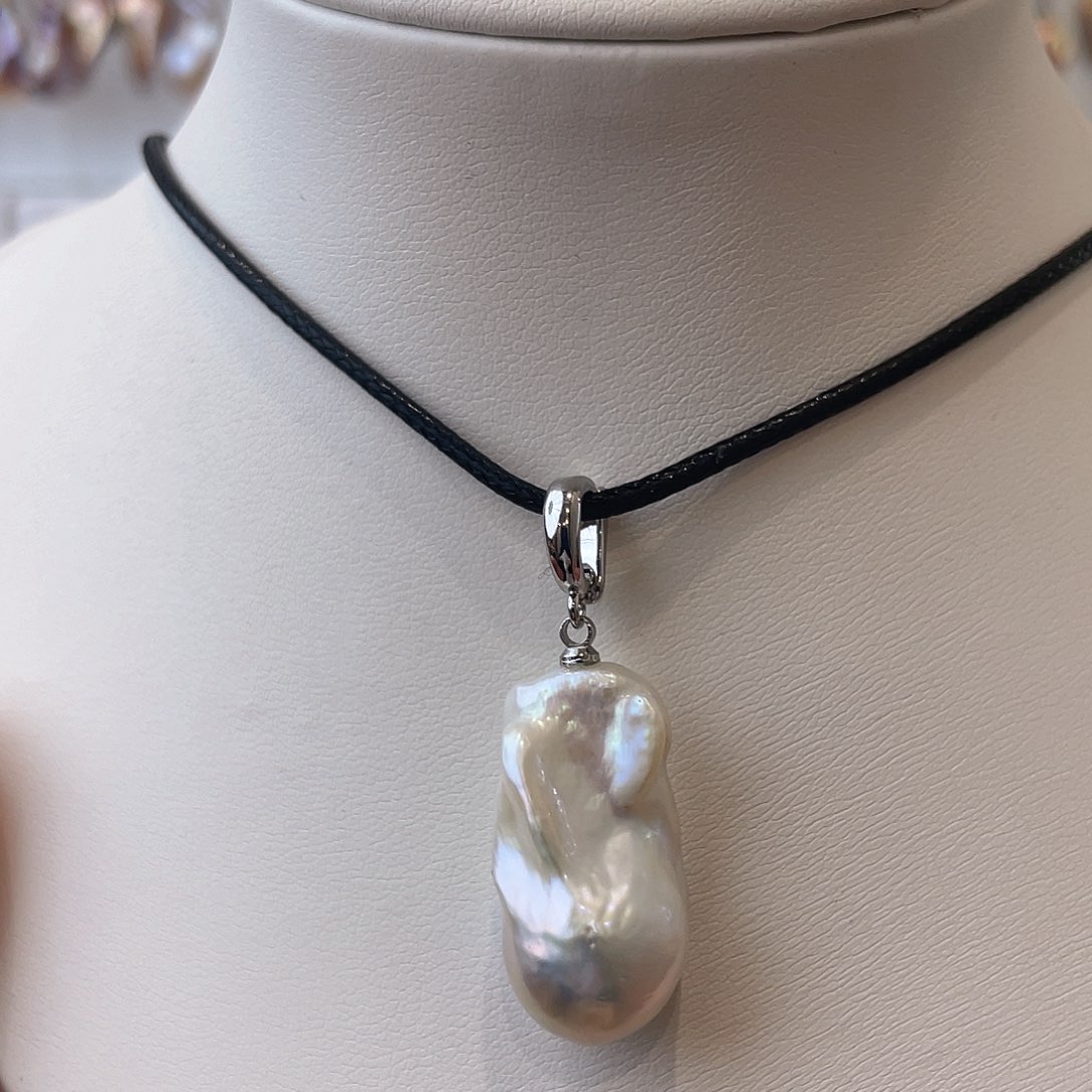 淡水珍珠天然珍珠巴洛克银S925镶嵌