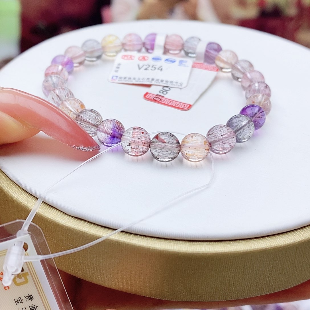 水晶手链未镶嵌V254高货透体稀有色仙女超7.4m