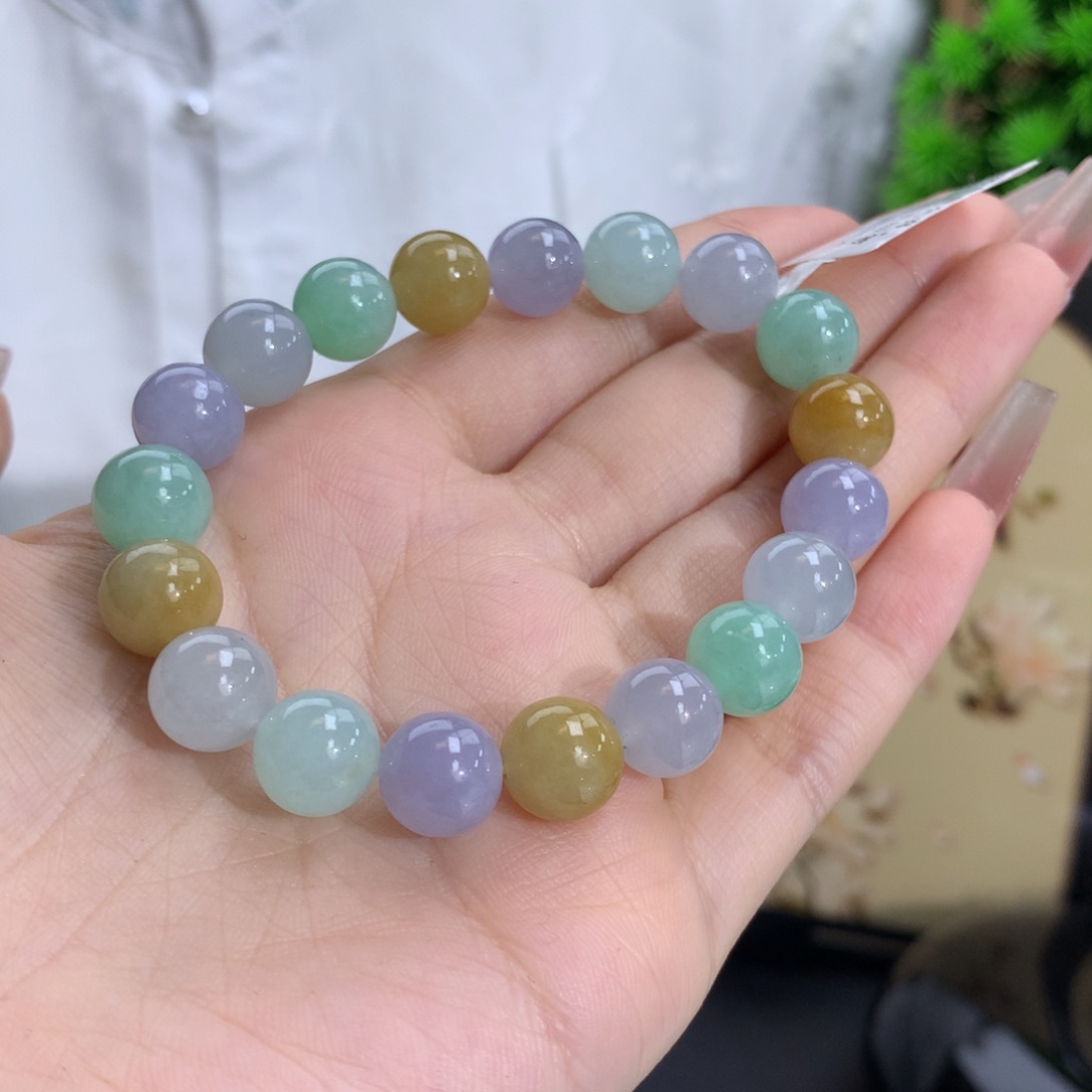 翡翠手链未镶嵌卡10冰润多宝