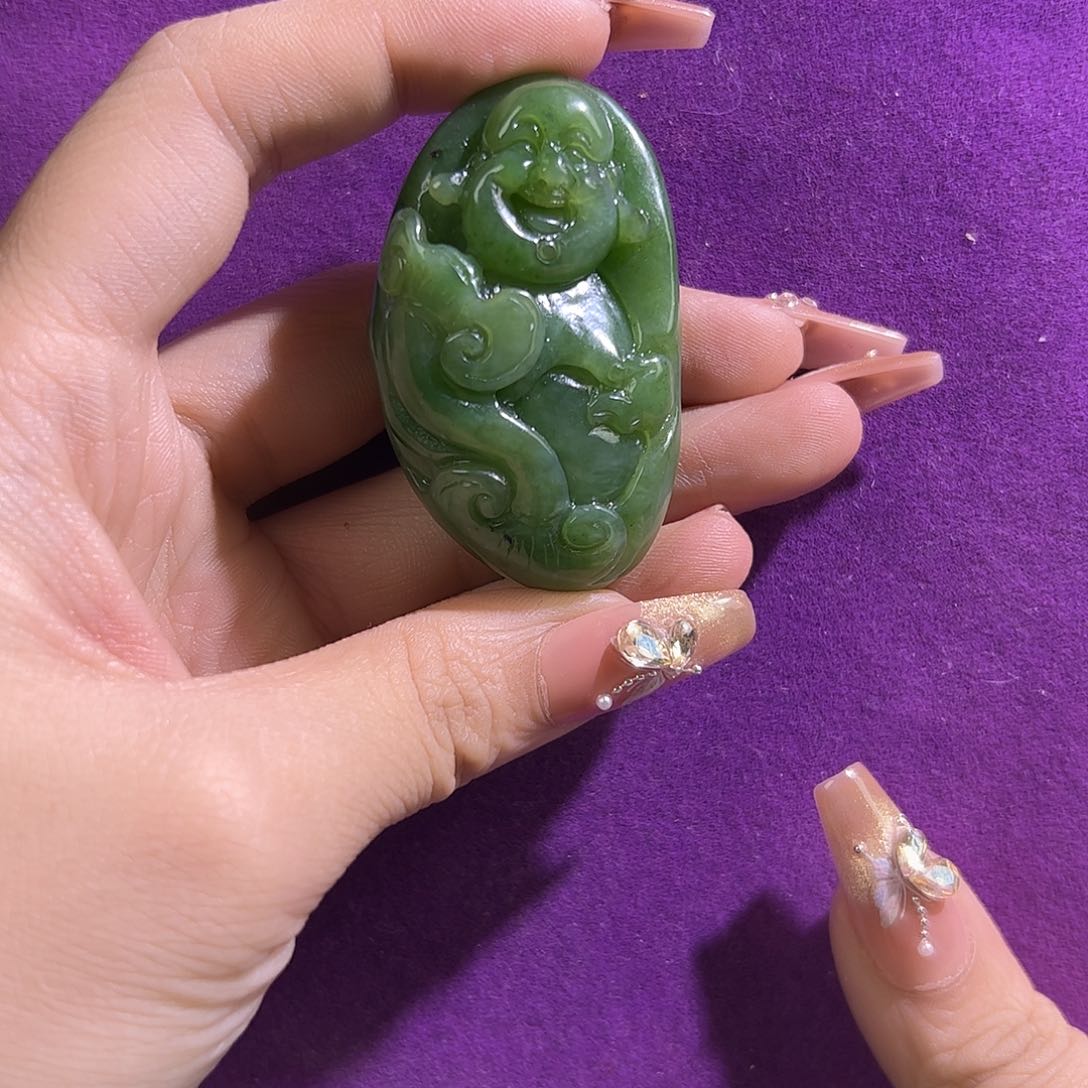 和田玉颈饰未镶嵌亲***草