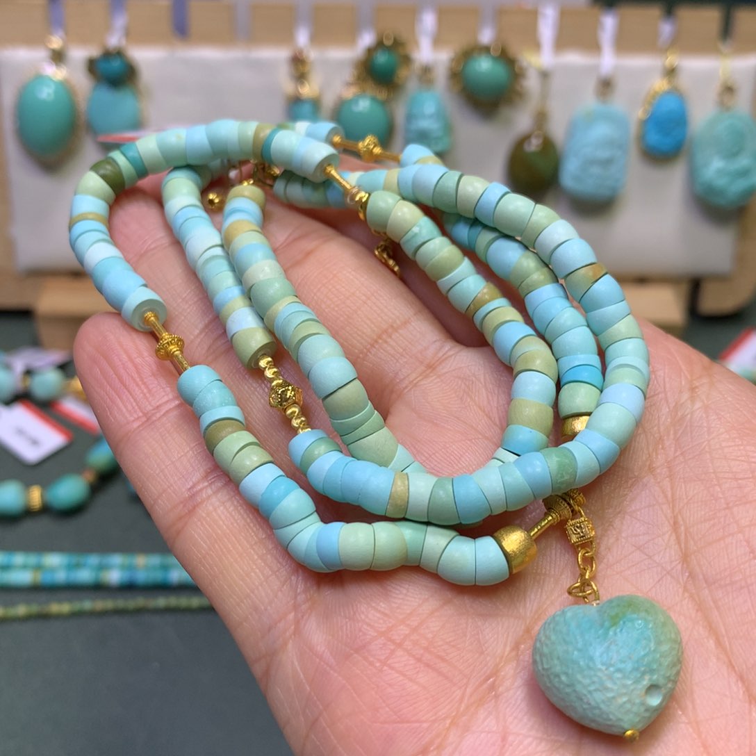 绿松石项链18K金镶嵌