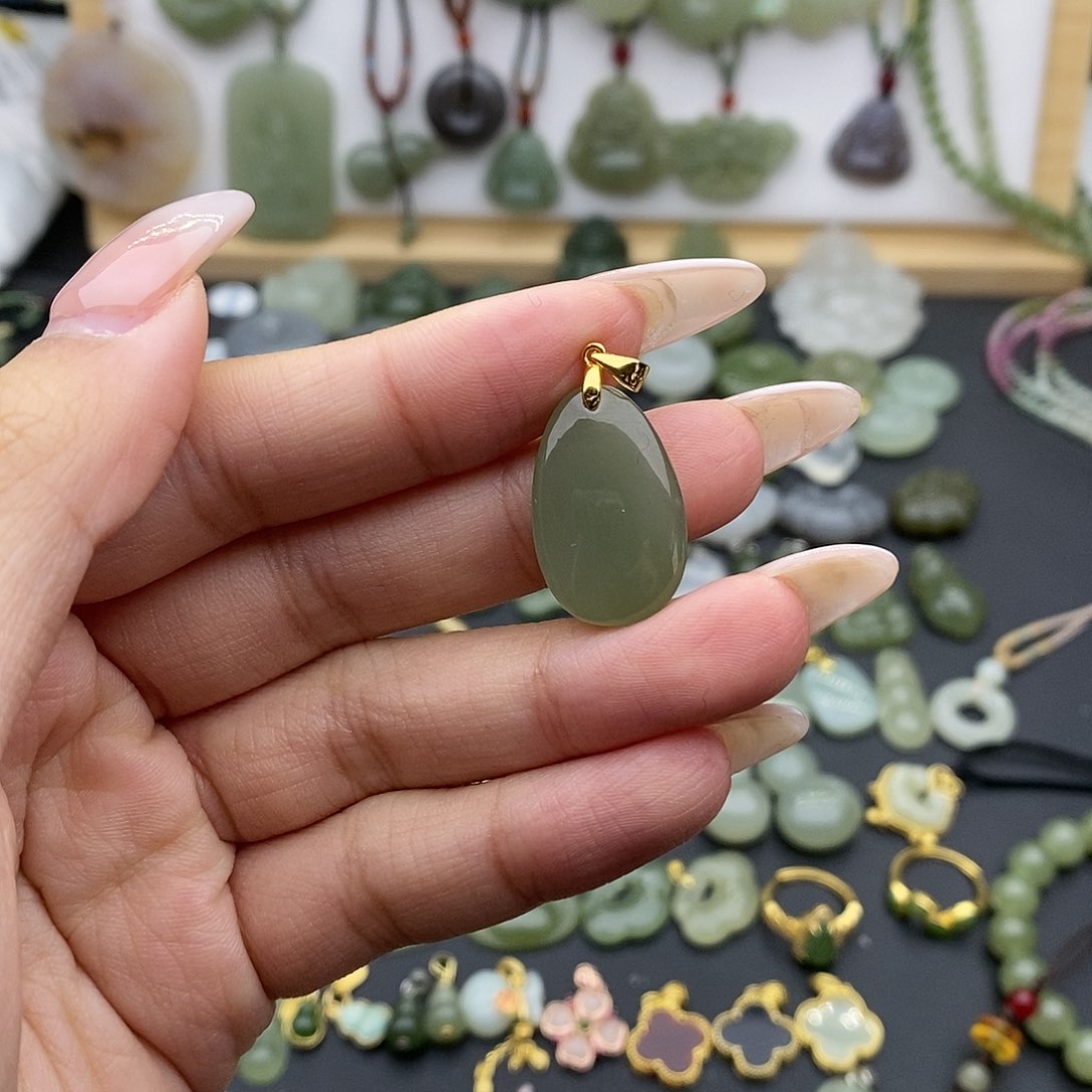 和田玉吊坠(不含链)银S925镶嵌