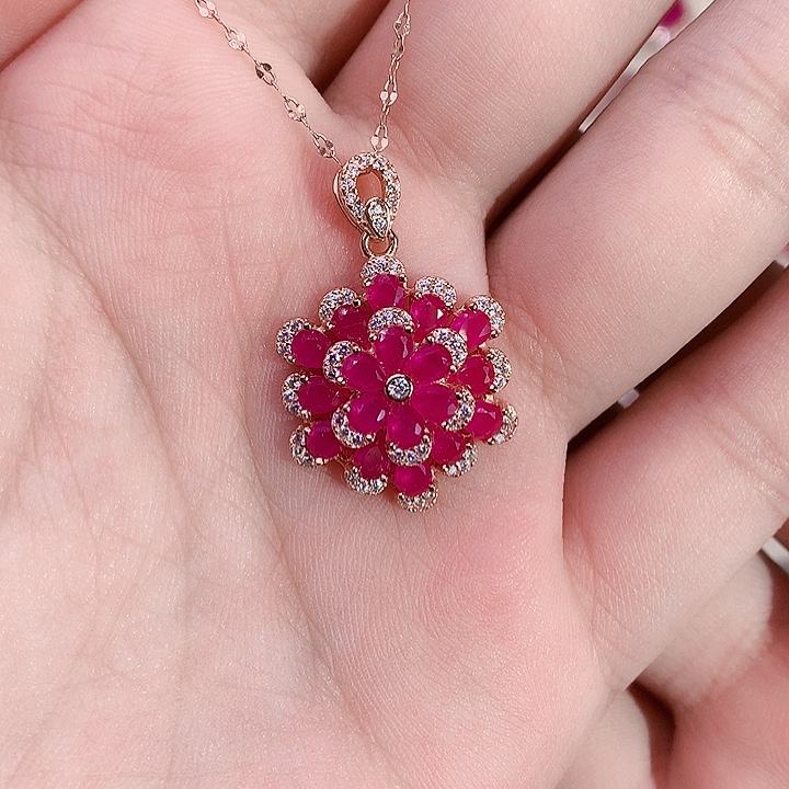 红宝石银S925镶嵌颈饰