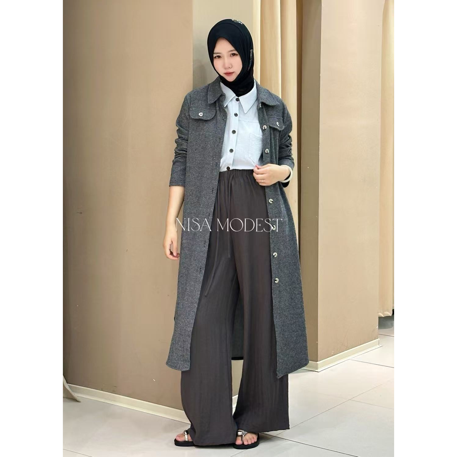 NISA秋季时尚百搭款中长外套NS079