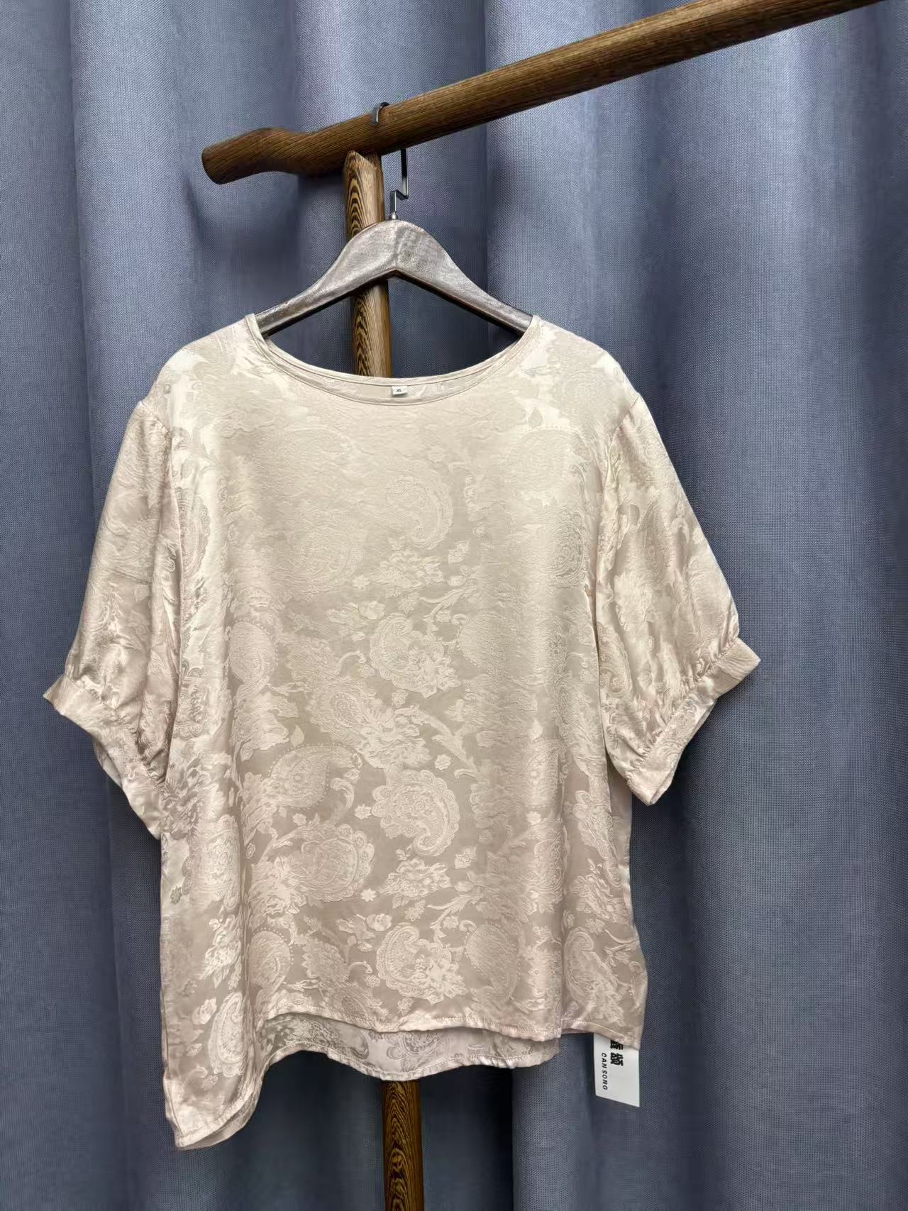 （微瑕疵)夏季新款简约百搭桑蚕丝T恤女x185