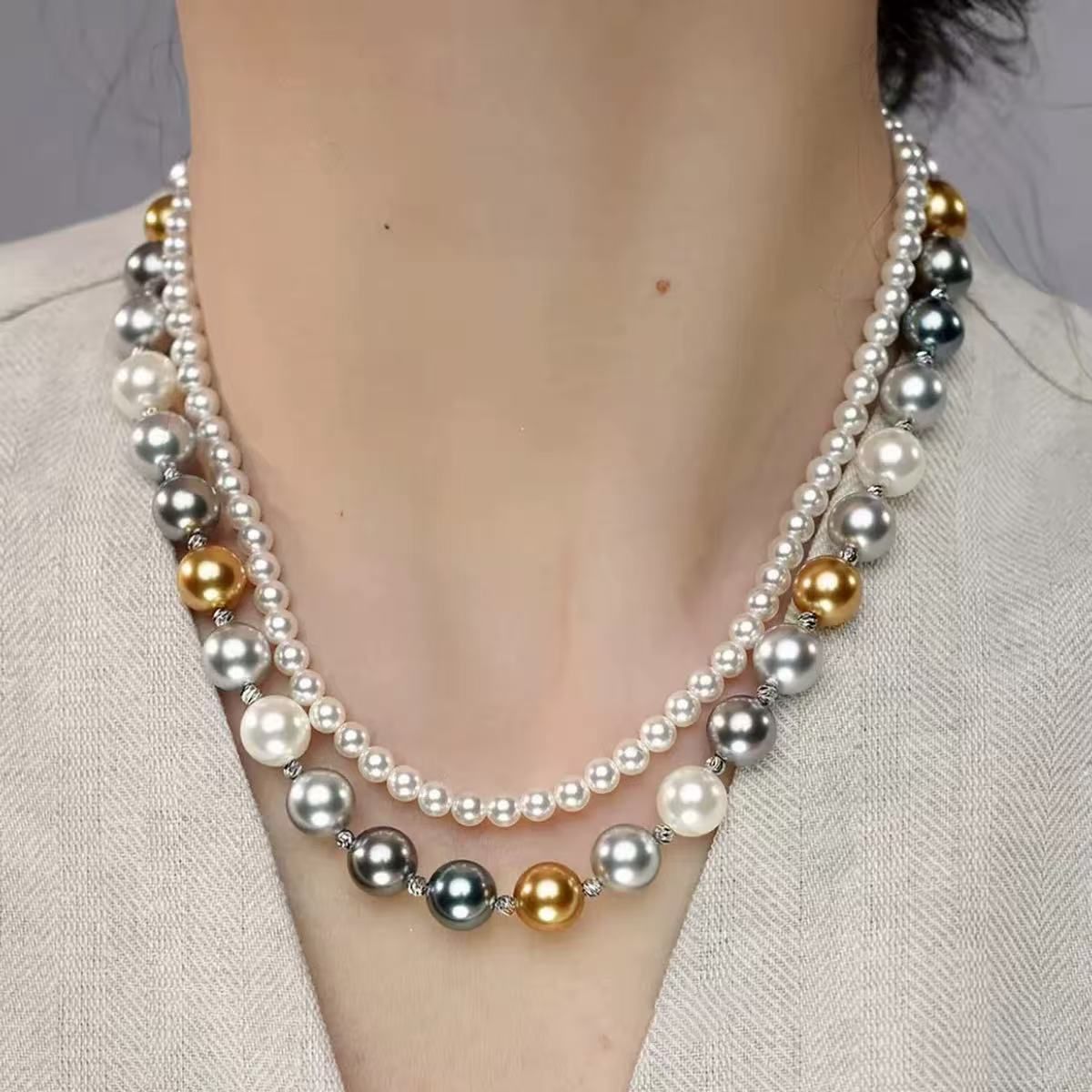 【韩雅珠宝】优雅百搭双层中式气质项链s9148