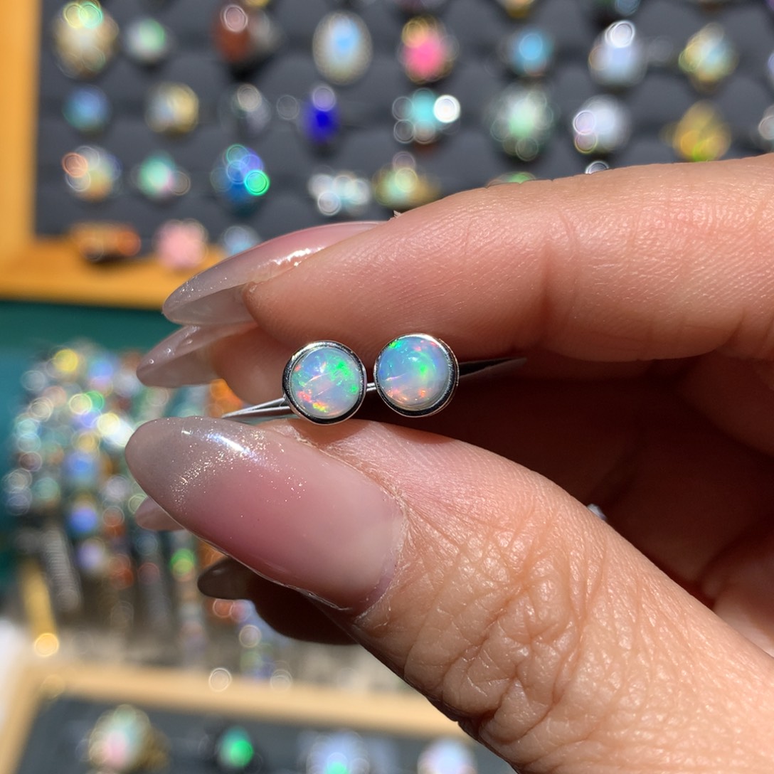 欧泊福利耳饰银S925镶嵌