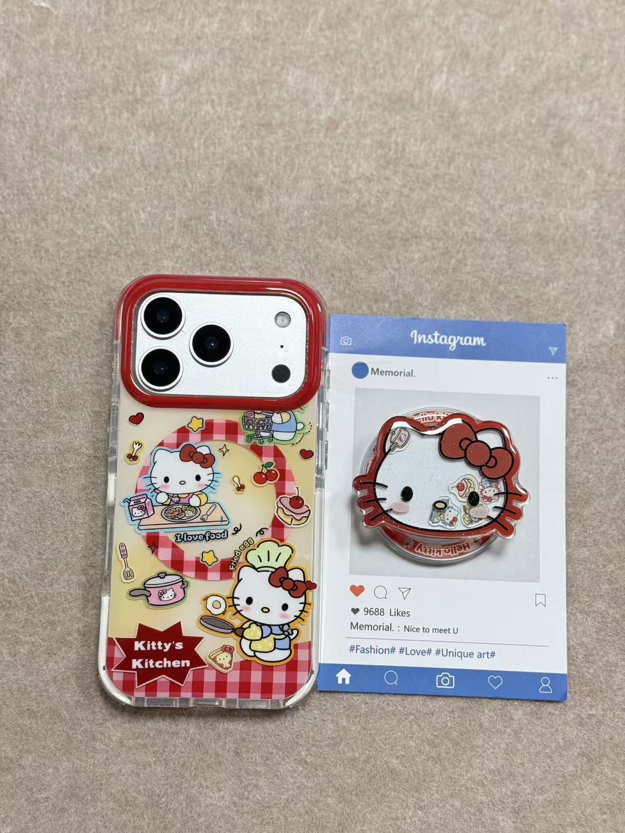 红色煎蛋kt摇摇乐imd双层磁吸手机壳一套