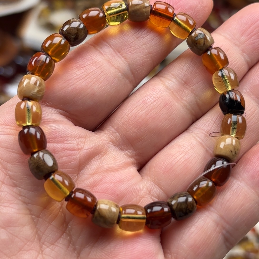 琥珀未镶嵌手链老型精品多宝卡7+