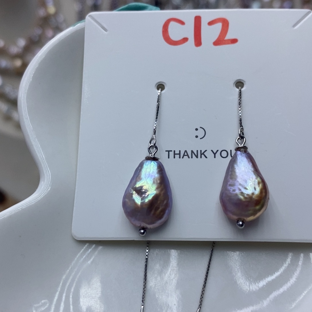 淡水珍珠耳饰银S925镶嵌