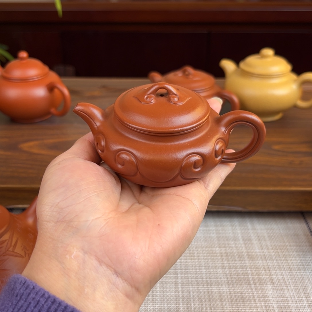 *****茶壶紫砂朱泥仿古如意全手100cc