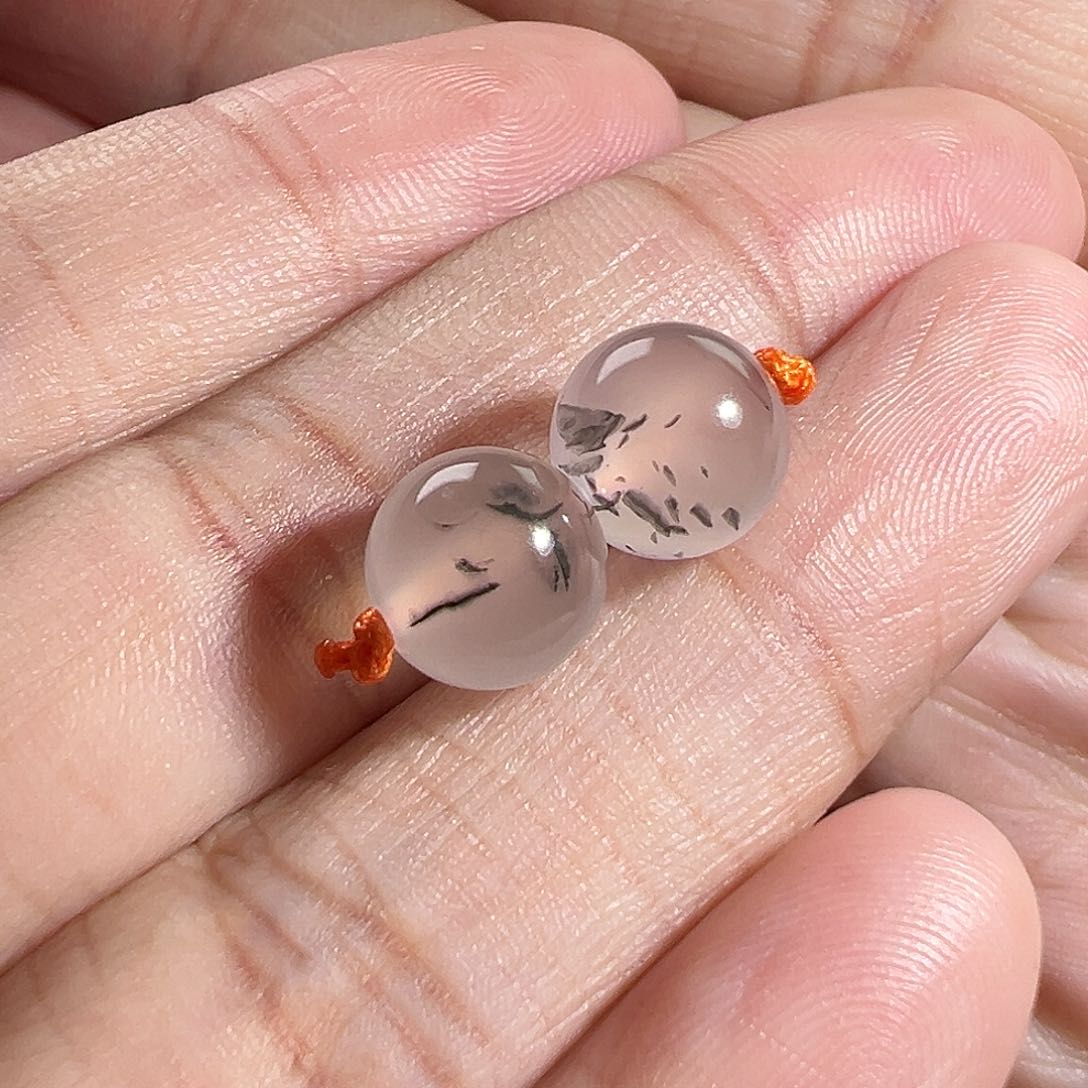 玛瑙/玉髓珠宝奇石未镶嵌川料水墨飘花圆珠8.6m m