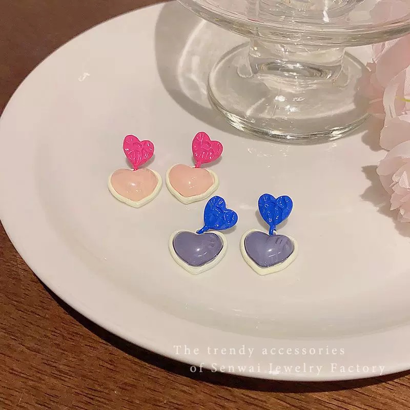 钛钢树脂耳饰 女耳环彩色可爱简约设计感小众气质百搭少女1619