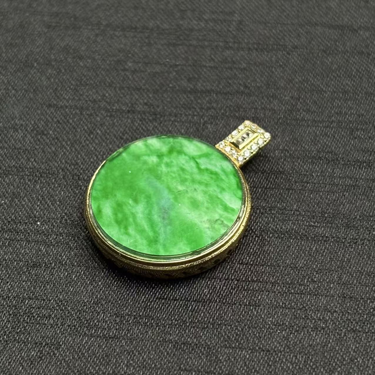 【无事牌 4】纯天然A货满绿高冰种翡翠无事牌吊坠31.3*23.9*4.6