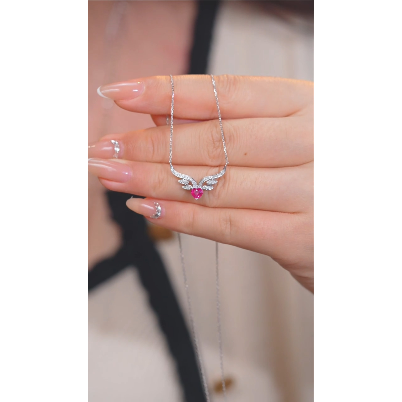 红宝石项链18K金镶嵌（0.5ct）@@U9635