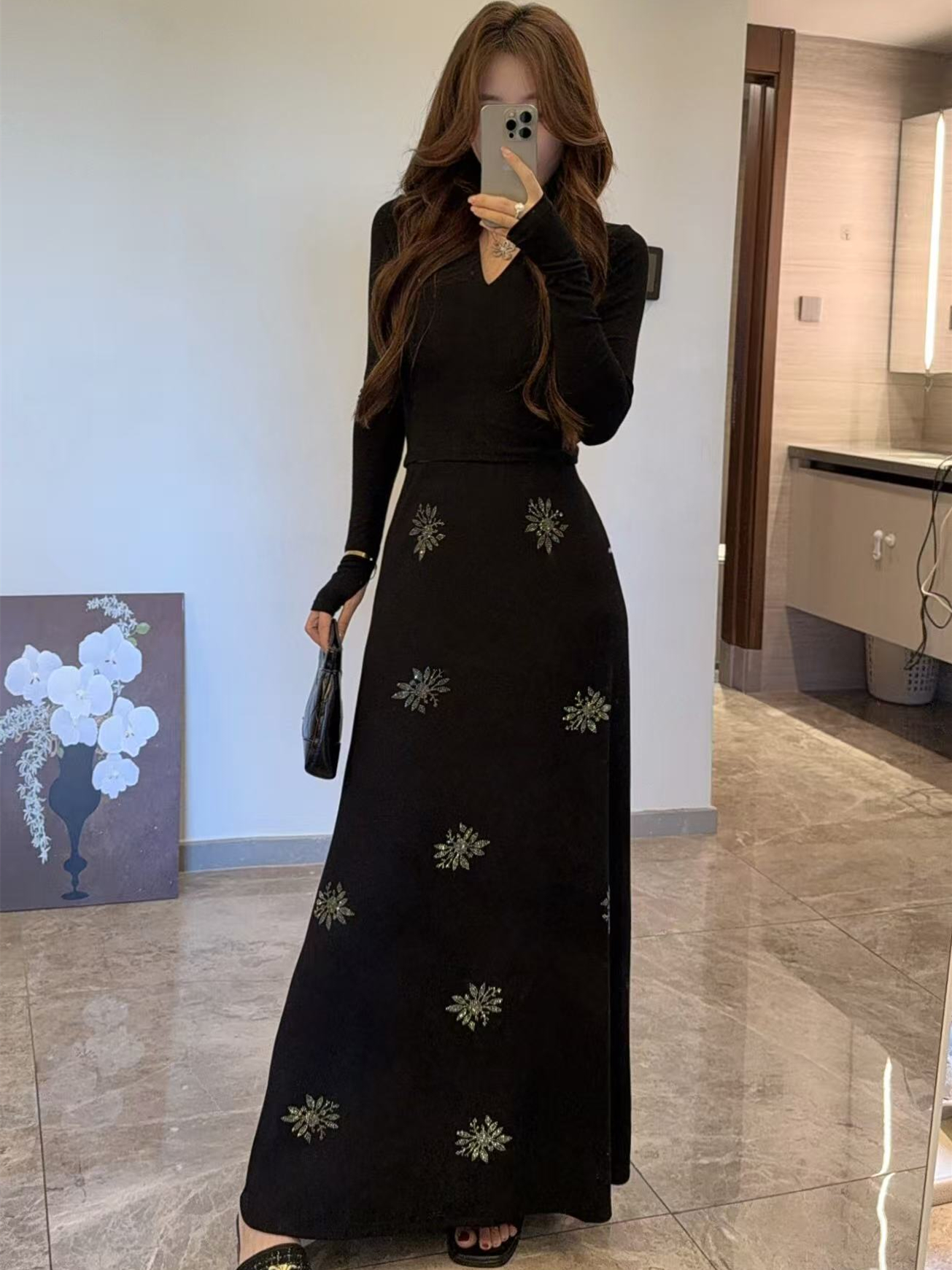 优秀的金蘑菇 法式高级感时尚套装穿搭一整套半身裙烫钻两件套