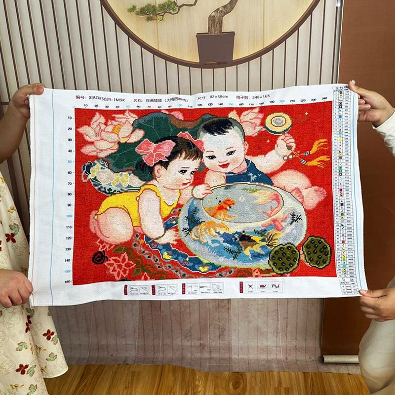 年画娃娃十字绣成品不带框纯手工出售已绣好2024新款龙凤呈祥人物