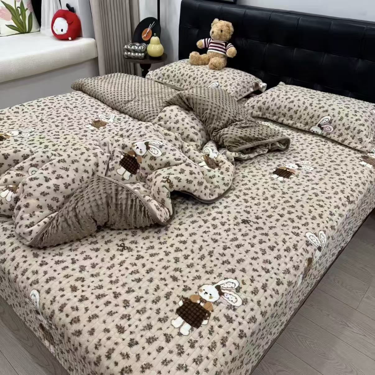 秋冬款加绒宝宝绒 牛奶绒床盖床上用品 母婴A类 可机洗碎花韩式