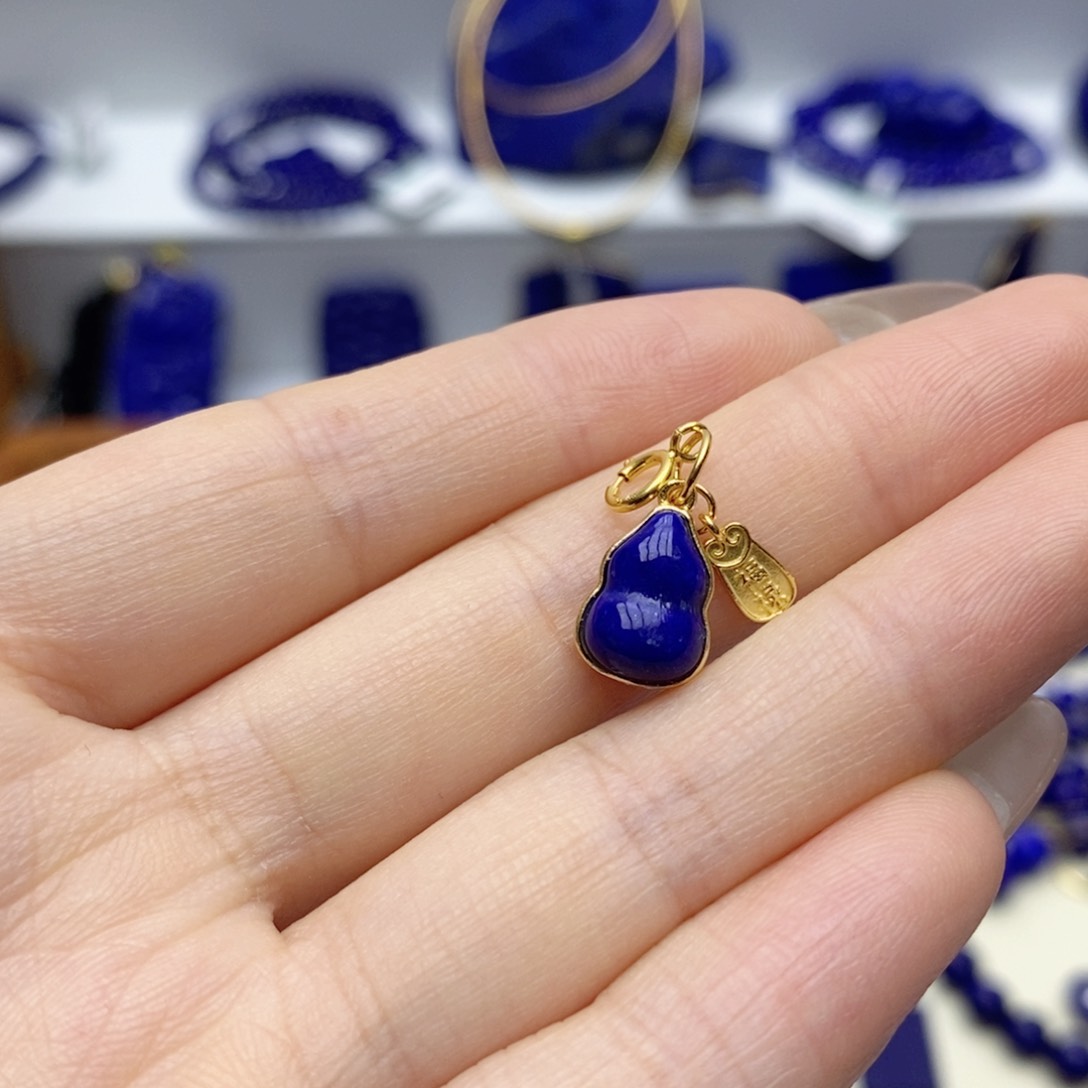 青金石银S925镀金镶嵌颈饰