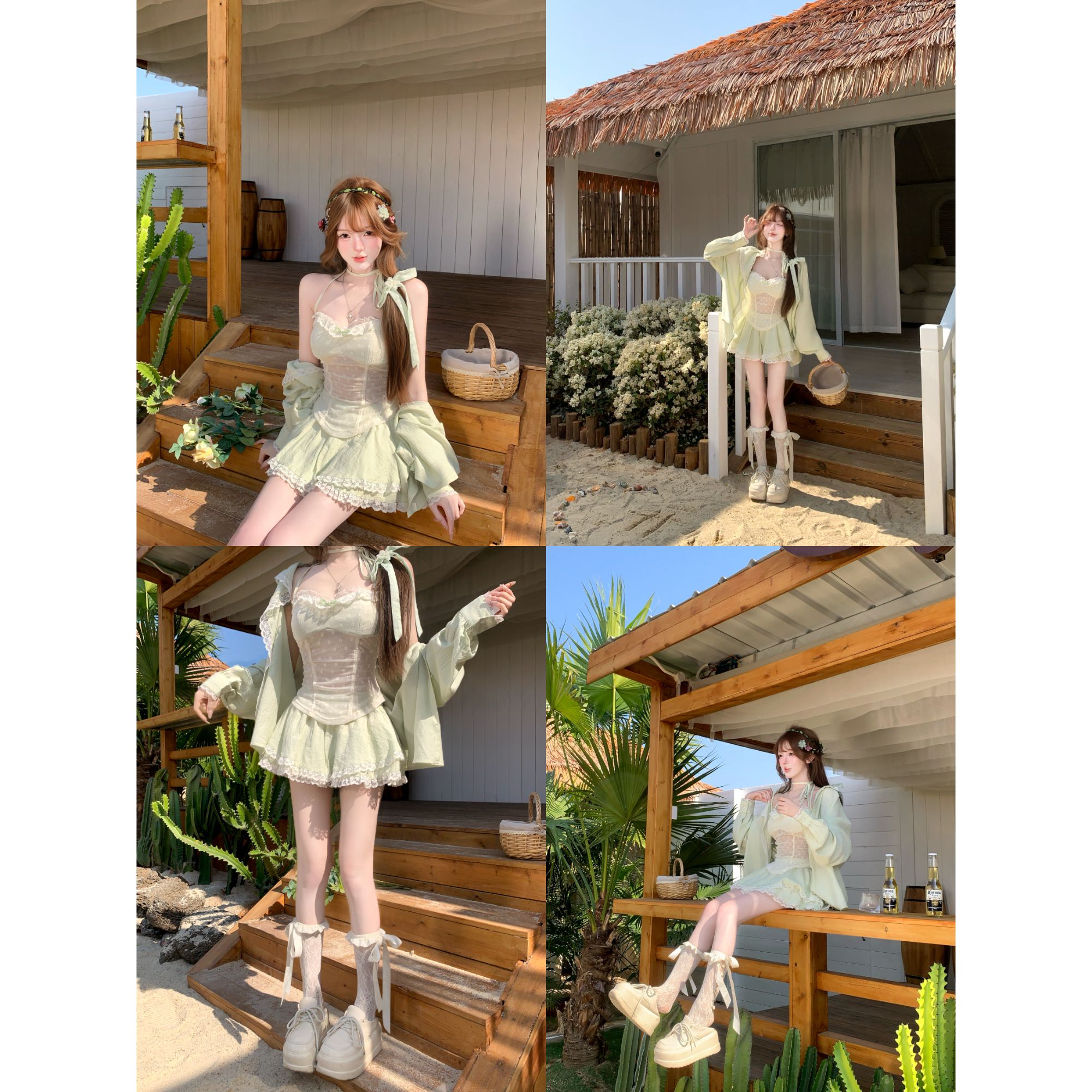 瑞茜·威瑟斯 春日心动 春夏纯欲辣妹风上衣半裙洛丽塔 R9371-1D