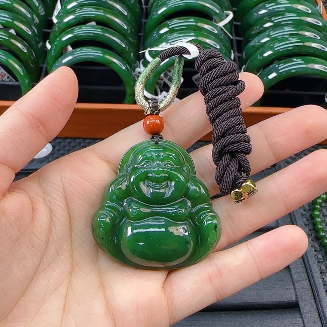 颈饰未镶嵌和田玉碧玉佛公卡45