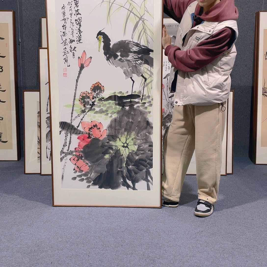 国画手绘作品带框