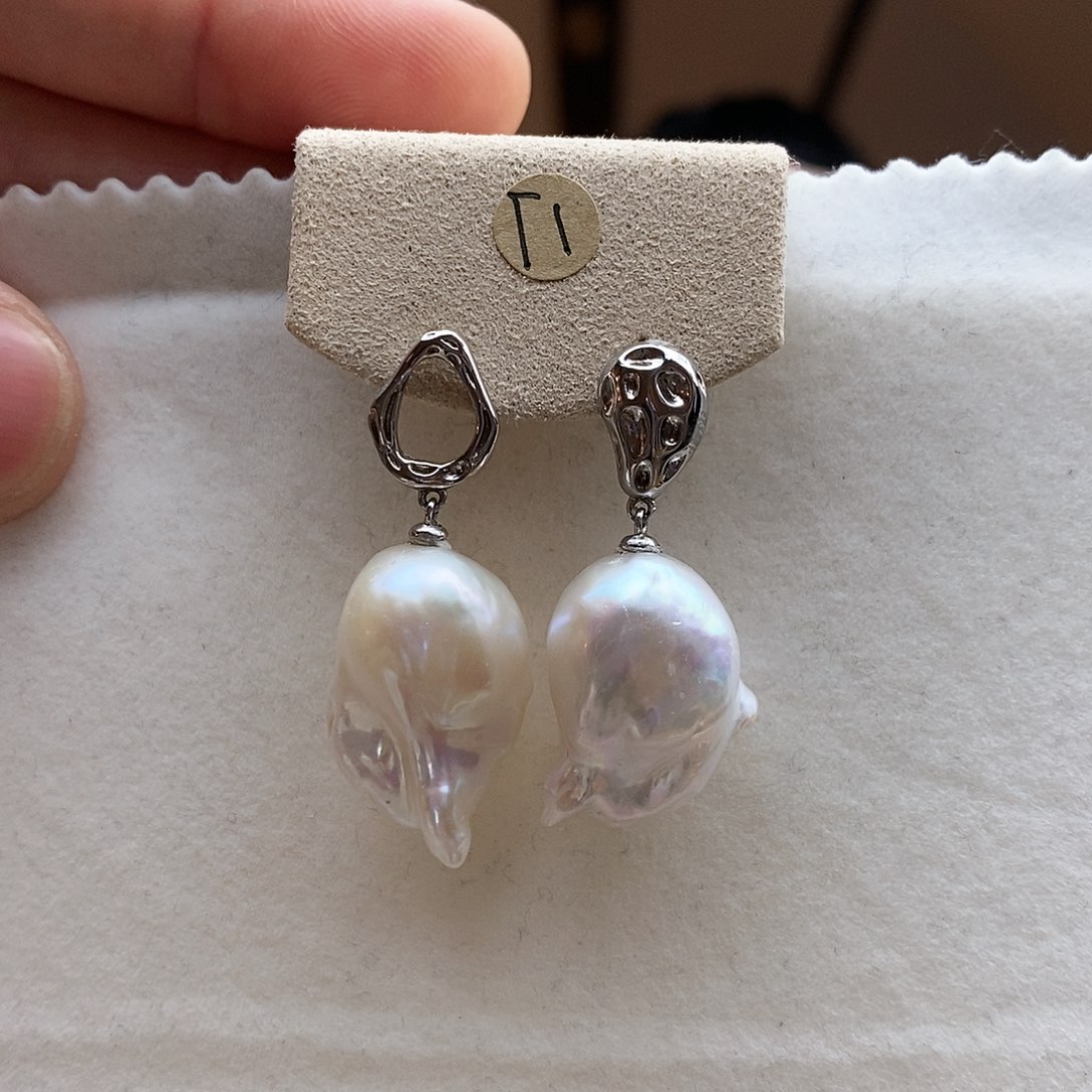 淡水珍珠耳饰银S925镶嵌