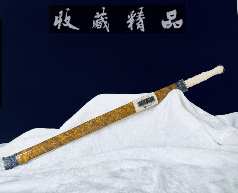 龙泉刀剑精高端铁装手嵌银丝黄金樟实木陨铁夹钢汉剑工艺品未开刃