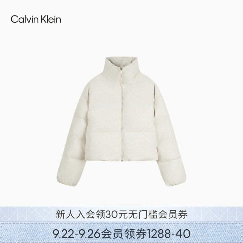 CK Jeans25秋季新款女士灯芯绒复古短款立领面包棉服外套47D582G