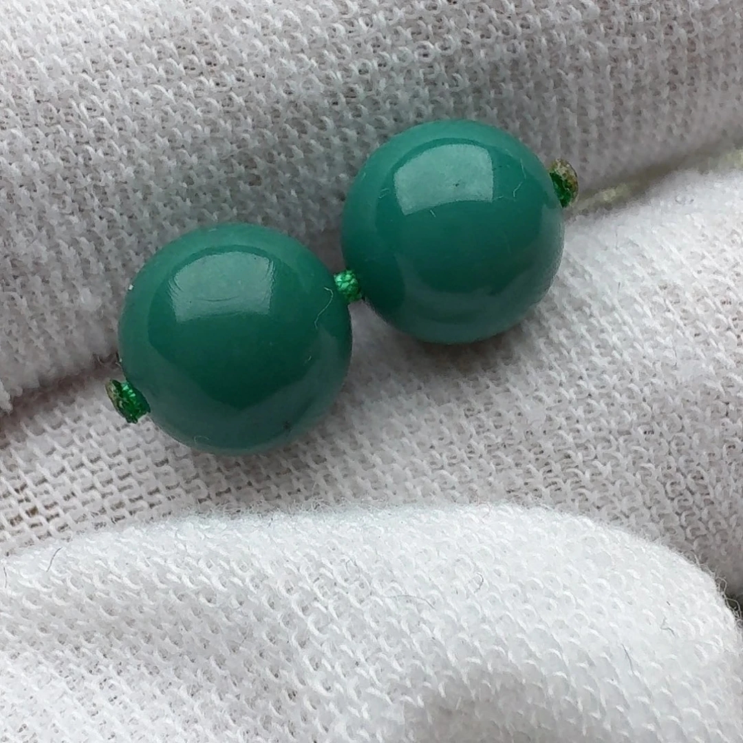 绿松石文玩配饰圆珠对珠