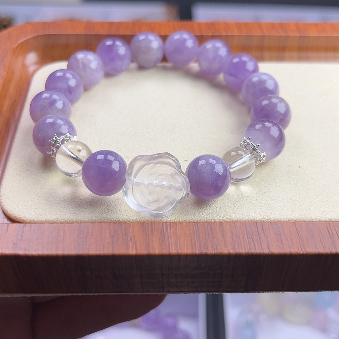 水晶手串未镶嵌紫兔毛 11