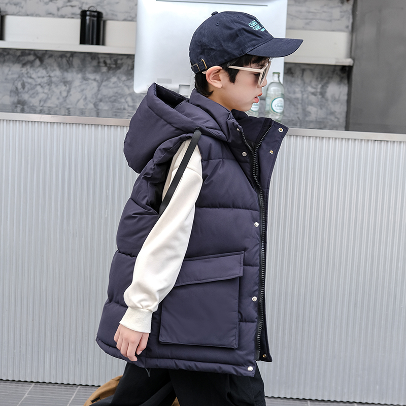 男童马甲秋冬季2025新款儿童中大童加厚背心男孩外穿外套网红韩版