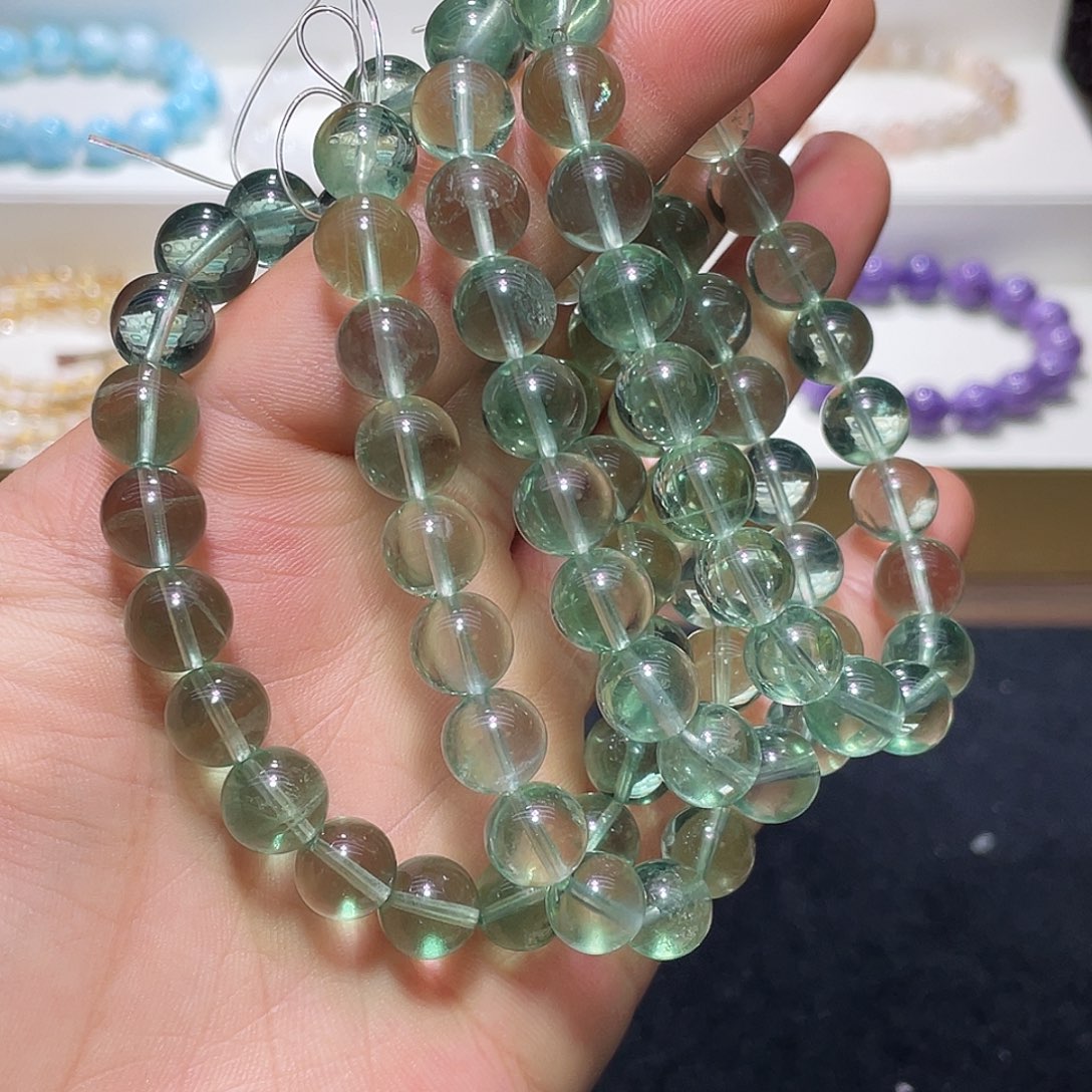 水晶手链未镶嵌绿萤石9.7多样子任发其一