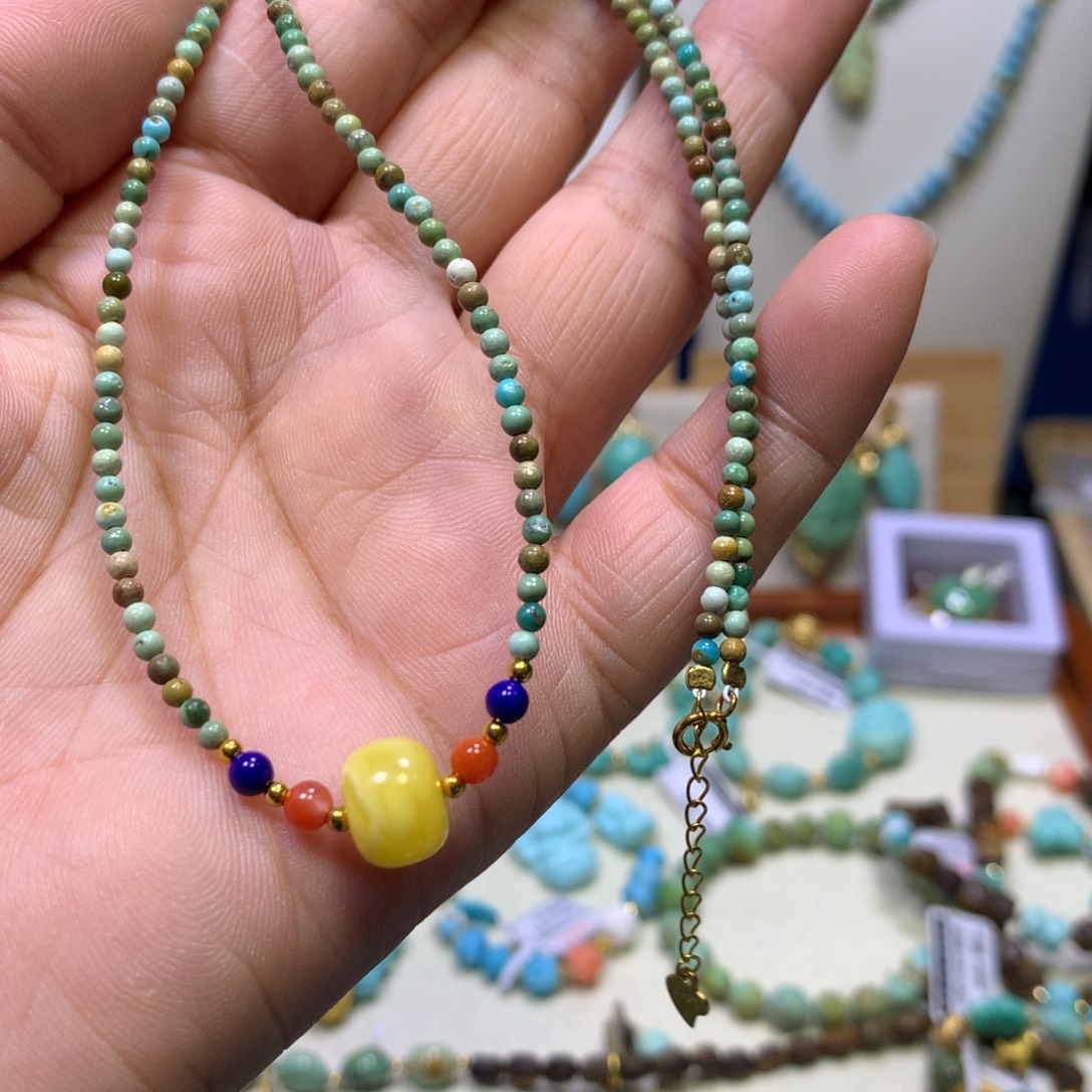 琥珀银S925镀金镶嵌裸石锁骨