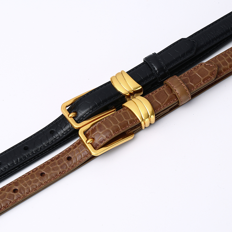 时尚潮流鳄鱼纹皮带女真皮针扣韩版小西装装饰休闲牛仔裤细腰带女