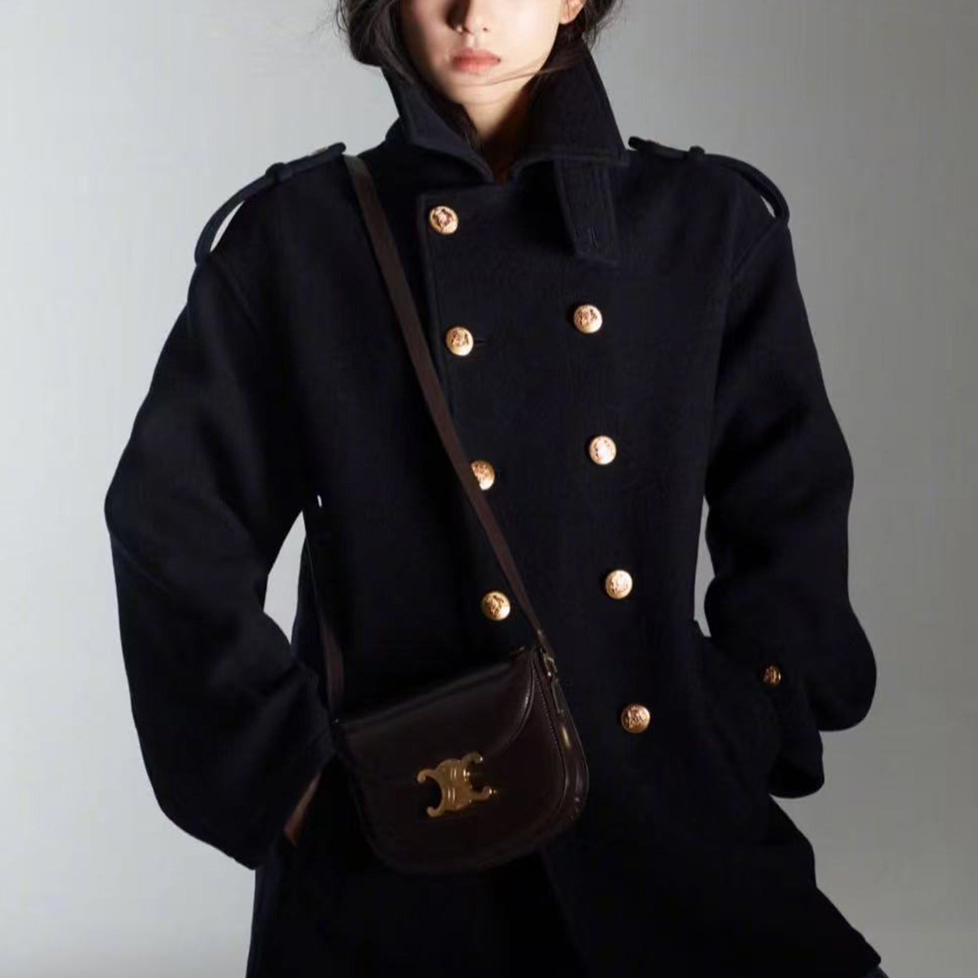 未使用 Celine/思琳 双排扣纯色大衣