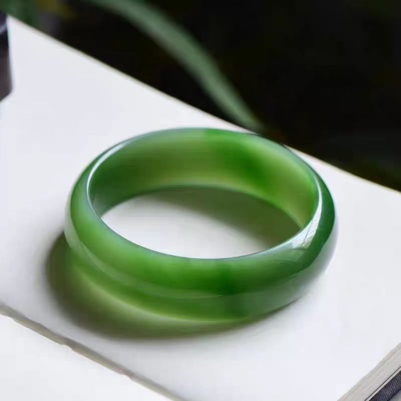 和田玉碧玉粉绿宽版手镯SZ216多样性发其一