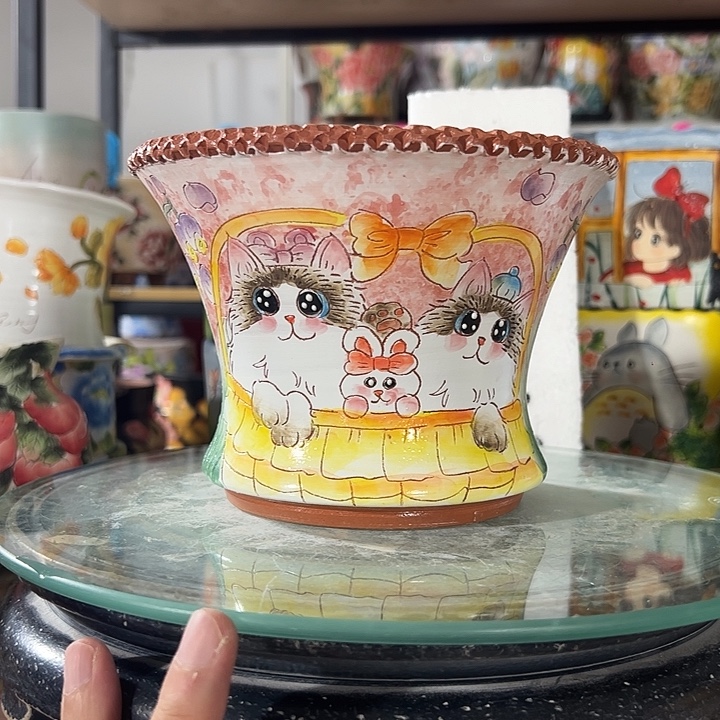 景德镇幸运花盆手绘韩式花盆