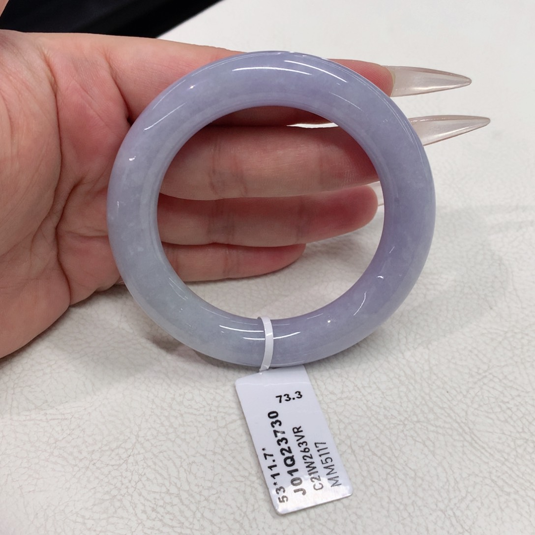 未镶嵌手镯翡翠53圈口满紫肉圆
