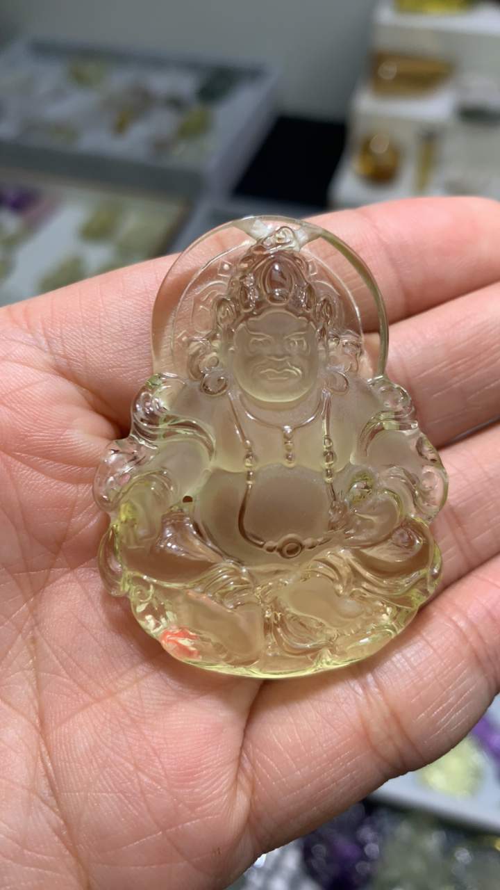 定制天然黄水晶财神吊坠