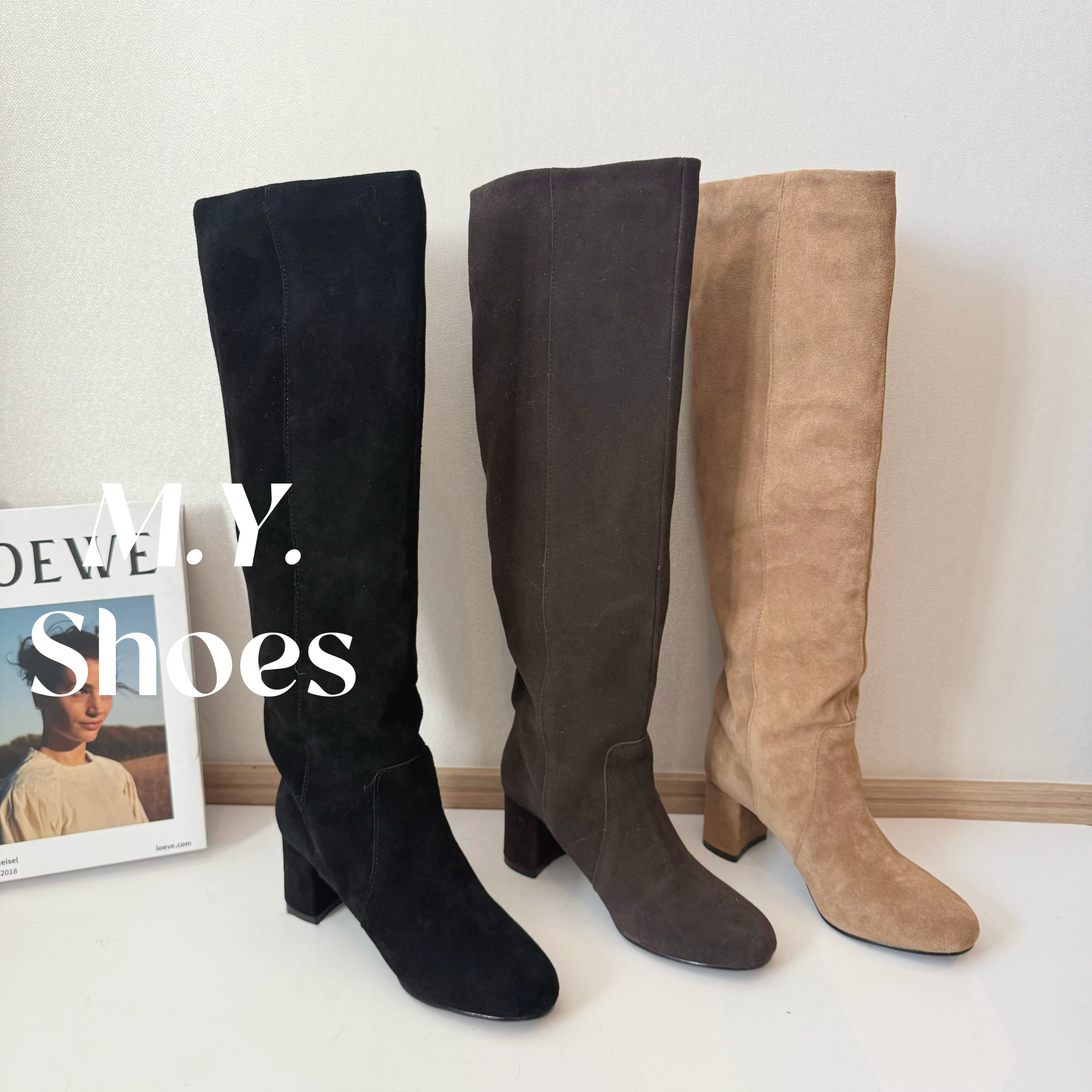 【6cm】法式时装靴时装高跟尖头长靴百秋冬高筒靴时尚高筒堆堆靴